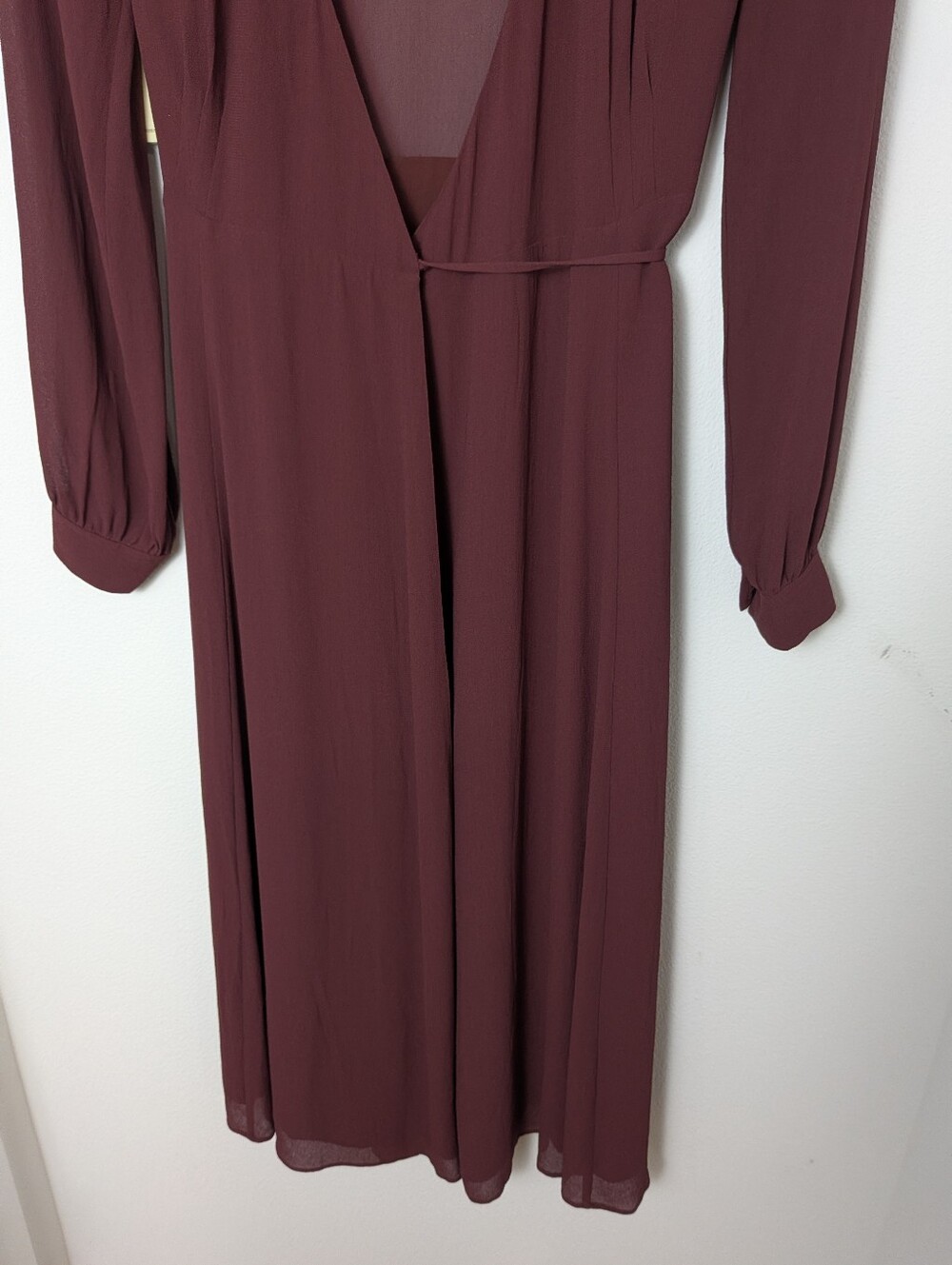 New Wilfred Lina Feminine Wrap Dress Midi Red Rust Size XXS Lined Front Tie - Picture 5 of 16